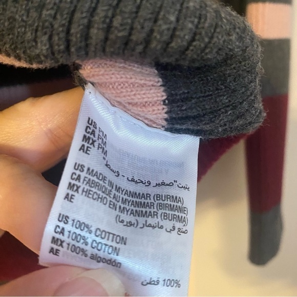 Karen Scott Rib Knit Striped V-neck 100% Cotton Top Size MP - Picture 8 of 11